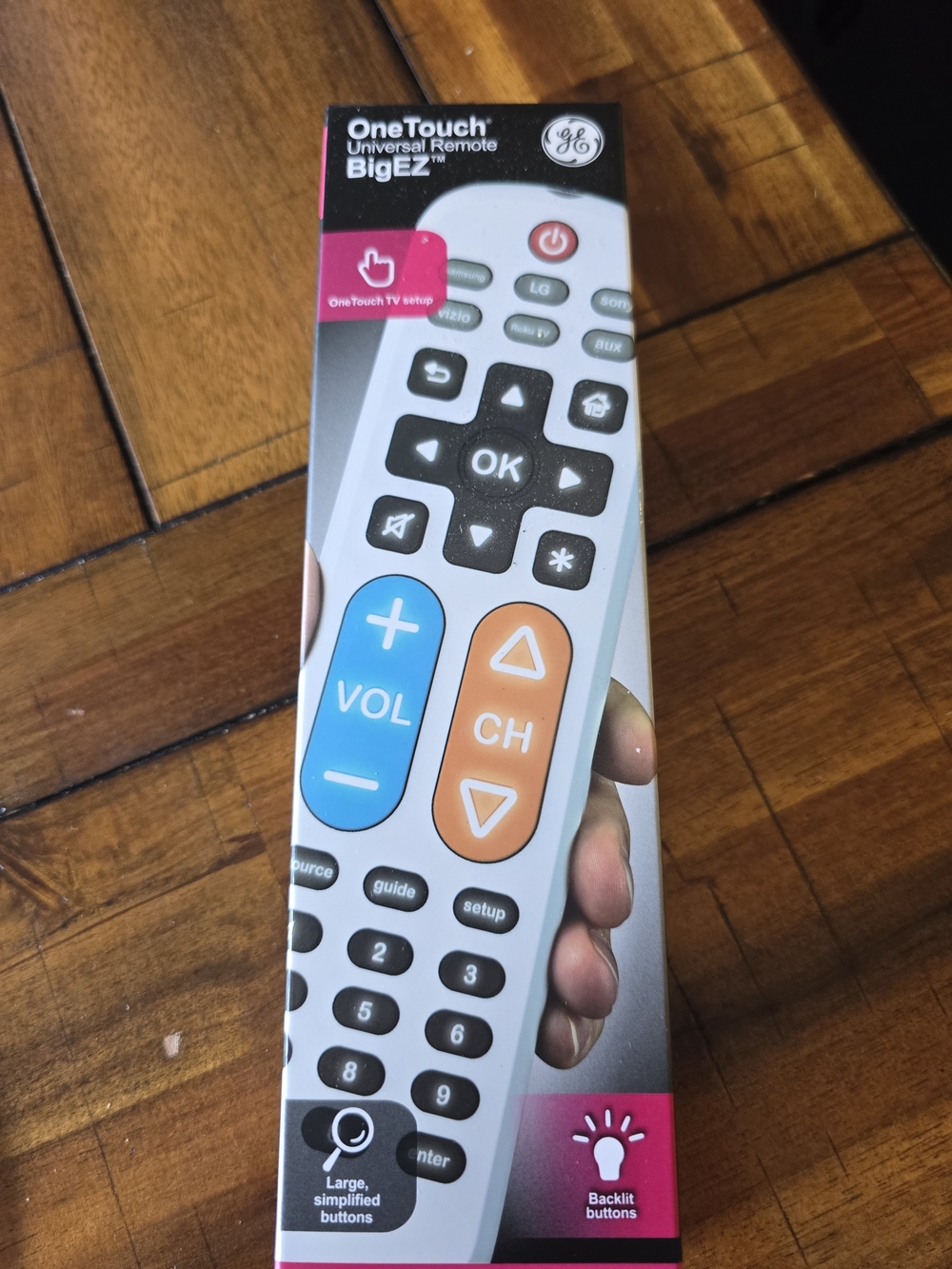 NRW-GE OneTouch BigEZ Universal Remote - White with Blue and Orange Buttons